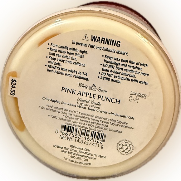 🩷🍎WHITE BARN🩷🍎Pink Apple Punch 3-Wick Candle/NWT - Picture 6 of 6